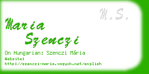 maria szenczi business card