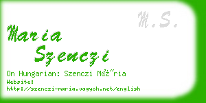 maria szenczi business card